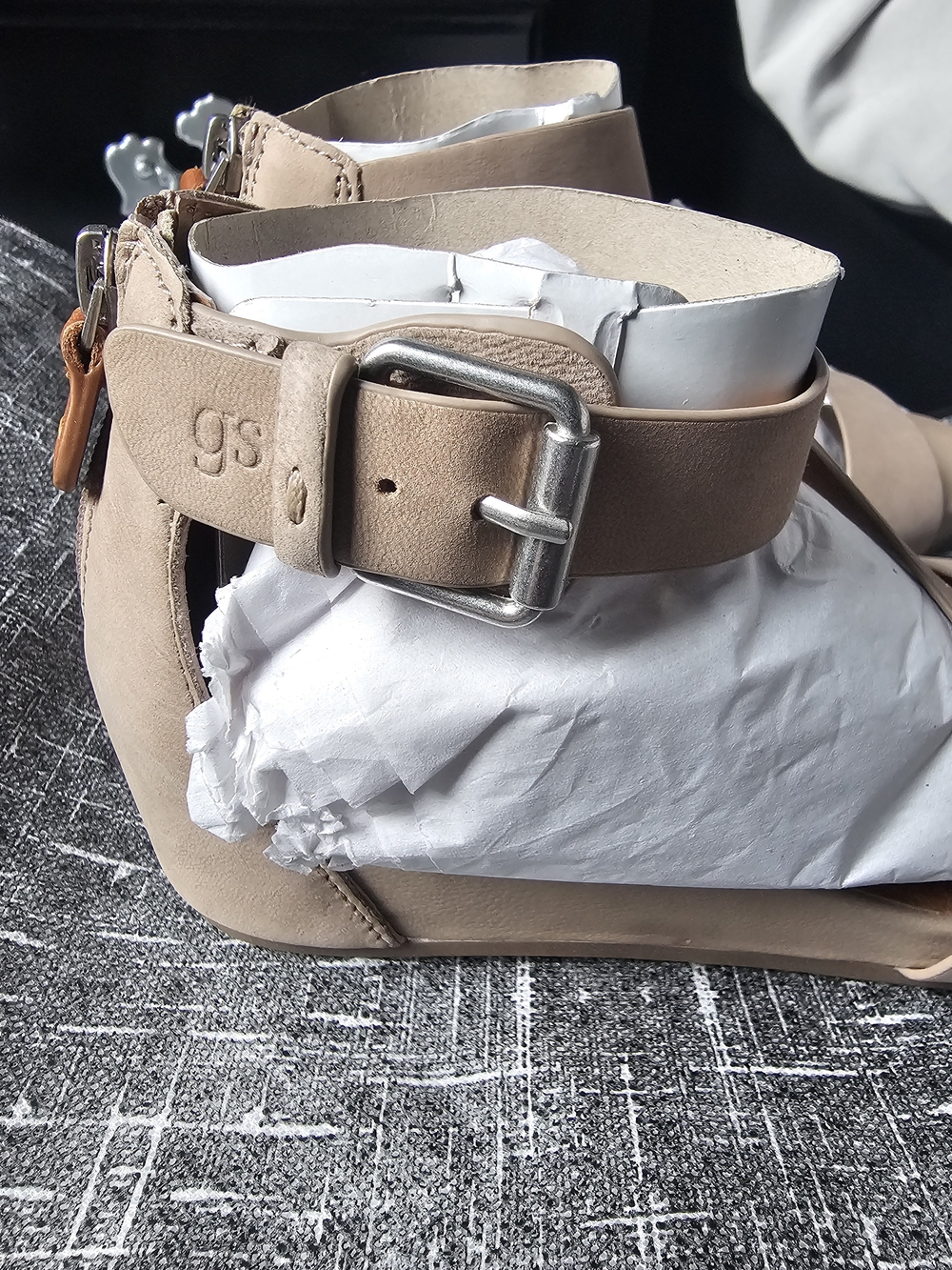 Women's Sandals with Crisscross Ankle-Strap in Taupe by Gentle Souls - Picture 7 of 9